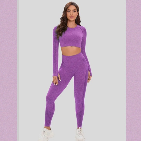 Heathered Purple 2 Pc Workout Set - Picture 1 of 4